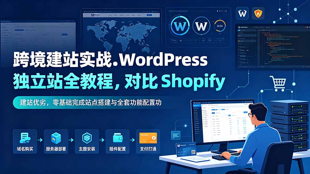 跨境建站实战:WordPress 独立站全教程,对比 Shopify 建站优劣,零基础完成站点搭建与全套功能配置-独家科技资源网