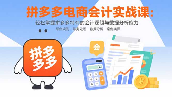 拼多多电商会计实战课：轻松掌握拼多多特有的会计逻辑与数据分析能力-独家科技资源网