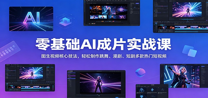 零基础AI成片实战课：图生视频核心技法，轻松制作跳舞、漫剧、短剧多款热门短视频-独家科技资源网