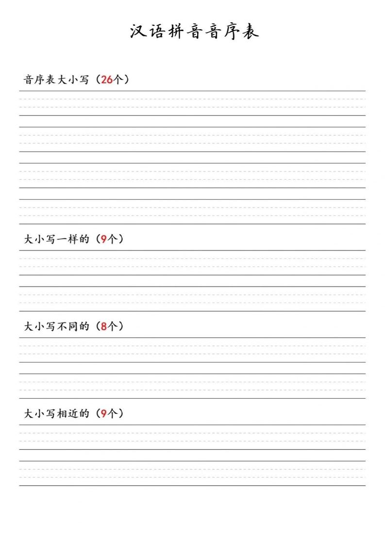 一年级下语文汉语拼音音序表-独家科技资源网