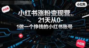 小红书涨粉变现营，21天从0-1做一个挣钱的小红书账号-独家科技资源网