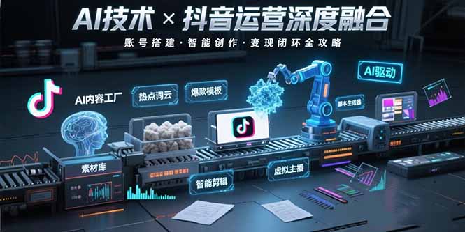 AI技术与抖音运营的深度融合应用：涵盖账号搭建、内容创作、收益变现等-独家科技资源网