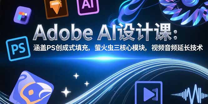 Adobe AI设计课：涵盖PS创成式填充，萤火虫三核心模块，视频音频延长技术-独家科技资源网