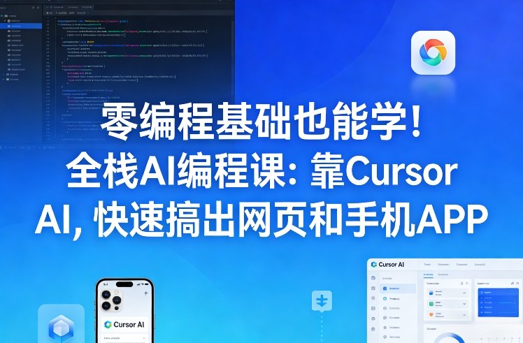 零编程基础也能学！全栈AI编程课：靠Cursor AI，快速搞出网页和手机APP-独家科技资源网