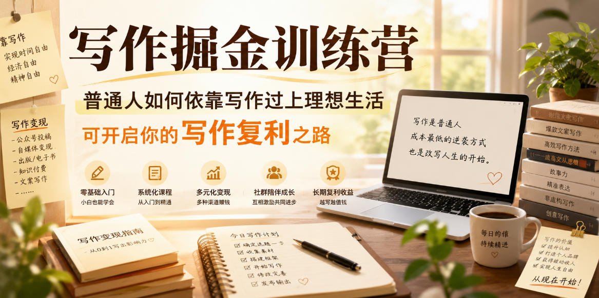 写作掘金训练营,普通人如何依靠写作过上理想生活,可开启你的写作复利之路(更新6月)-独家科技资源网