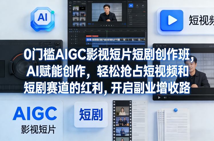 0门槛AIGC影视短片短剧创作班，AI赋能创作，轻松抢占短视频和短剧赛道的红利，开启副业增收路-独家科技资源网