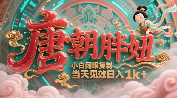 用AI克隆“唐朝胖妞”日更3条，平台疯狂推流，小白闭眼复制，当天见效，日入1k+-独家科技资源网