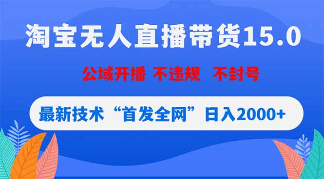 淘宝无人直播带货15.0,不封号,不违规,公域玩法,首发全网日入2000+-独家科技资源网