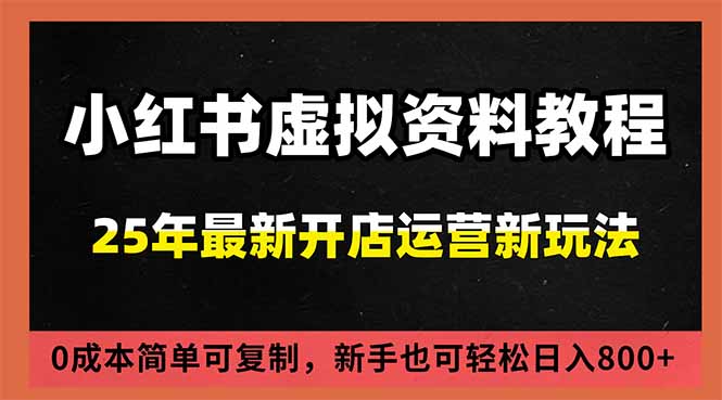 小红书虚拟资料项目:最新搜索流变现玩法,0成本简单可复制,一人多店打法,新手日入800+-独家科技资源网