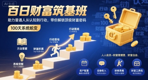 百日财富筑基班，助力普通人从认知到行动，带你解锁顶级财富密码-独家科技资源网