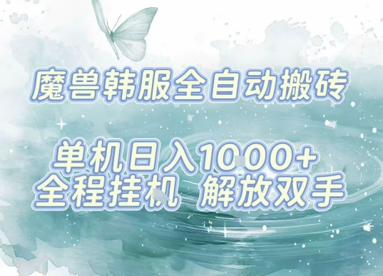 最新韩服游戏搬砖，单机日入1k+，全自动运行挂G项目，解放双手【揭秘】-独家科技资源网
