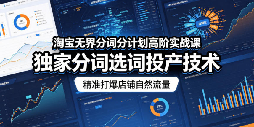 淘宝无界分词分计划高阶实战课,独家分词选词投产技术,精准打爆店铺自然流量-独家科技资源网