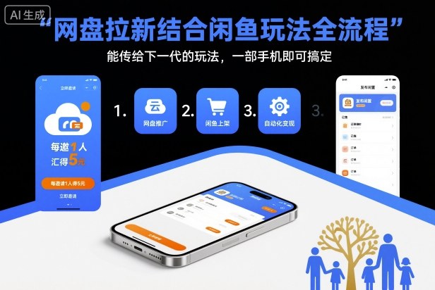 网盘拉新结合闲鱼玩法全流程,能传给下一代的玩法,一部手机即可搞定(附入口渠道以及实操教程)-独家科技资源网