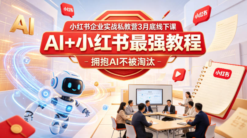 小红书企业实战私教营3月底线下课，AI+小红书最强教程，拥抱AI不被淘汰-独家科技资源网