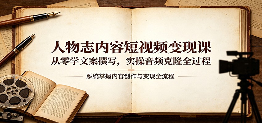 人物志内容短视频变现课：从零学文案撰写，实操音频克隆全过程-独家科技资源网