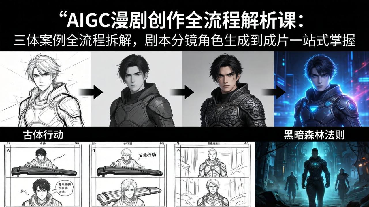 AIGC漫剧创作全流程解析课：三体案例全流程拆解，剧本分镜角色生成到成片一站式掌握-独家科技资源网