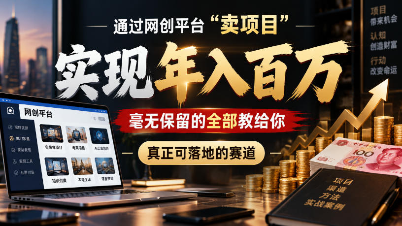 通过网创平台“卖项目”实现年入100w,毫无保留的全部教给你,真正可落地的赛道【揭秘】-独家科技资源网