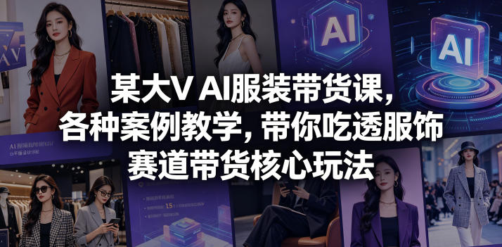 某大V AI服装带货课，各种案例教学，带你吃透服饰赛道带货核心玩法-独家科技资源网