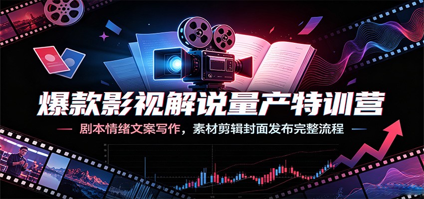 爆款影视解说量产特训营：剧本情绪文案写作，素材剪辑封面发布完整流程-独家科技资源网