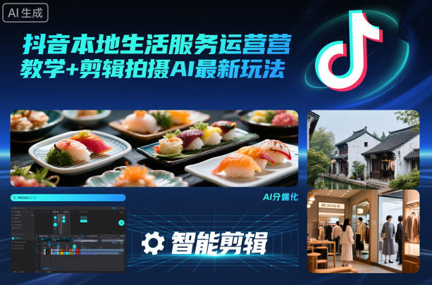 抖音本地生活服务运营教学+剪辑拍摄AI最新玩法-独家科技资源网