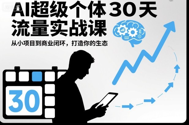 AI超级个体30天流量实战课,从小项目到商业闭环,打造你的生态-独家科技资源网