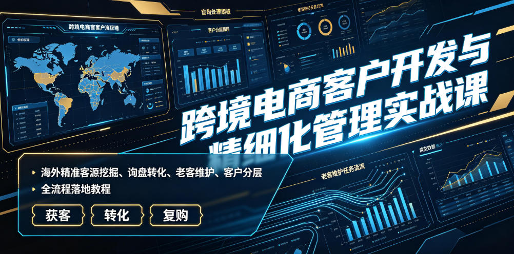 跨境电商客户开发与精细化管理实战课｜海外精准客源挖掘、询盘转化、老客维护、客户分层全流程落地教程-独家科技资源网