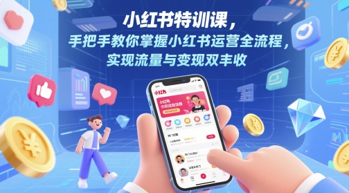 小红书特训课，手把手教你掌握小红书运营全流程，实现流量与变现双丰收-独家科技资源网