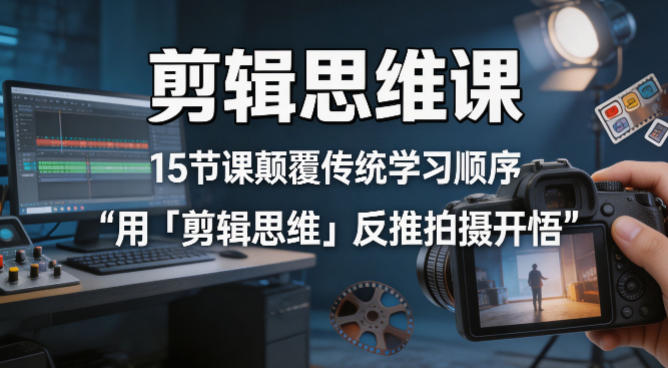 剪辑思维课，15节课颠覆传统学习顺序用「剪辑思维」反推拍摄开悟-独家科技资源网
