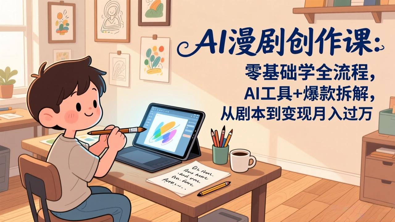 AI漫剧创作课：零基础学全流程，AI工具+爆款拆解，从剧本到变现月入过万-独家科技资源网
