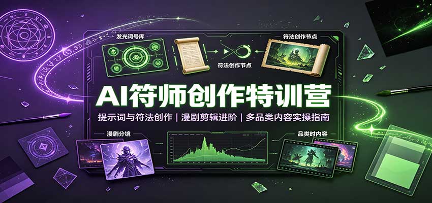AI符师创作特训营：提示词与符法创作，漫剧剪辑进阶，多品类内容实操指南-独家科技资源网