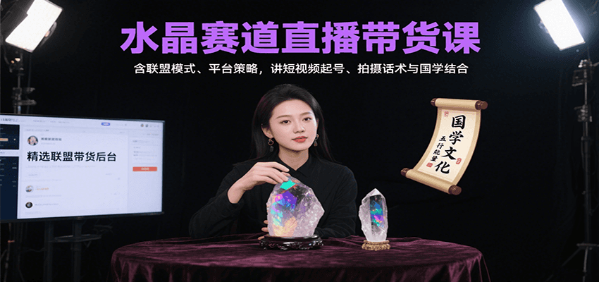 水晶赛道直播带货课：含联盟模式、平台策略，讲短视频起号、拍摄话术与国学结合-独家科技资源网
