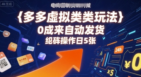 多多虚拟类目玩法，0成本全自动发货，矩阵操作日5张-独家科技资源网