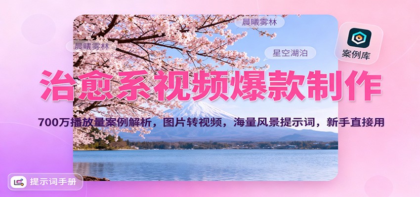 治愈系视频爆款制作,700万播放量案例解析,图片转视频,海量风景提示词,新手直接用-独家科技资源网