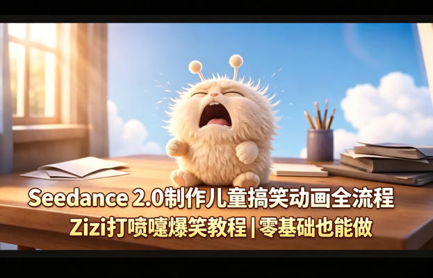 Seedance 2.0制作儿童搞笑动画全流程Zizi打喷嚏爆笑教程｜零基础也能做-独家科技资源网