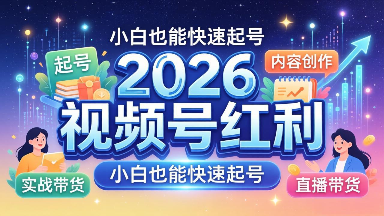 2026视频号红利实战营，大佬亲授起号、内容、直播、IP、投流、私域、矩阵全套落地打法-独家科技资源网