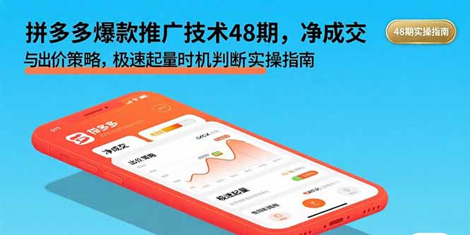 拼多多爆款推广技术48期，净成交与出价策略，极速起量时机判断实操指南-独家科技资源网