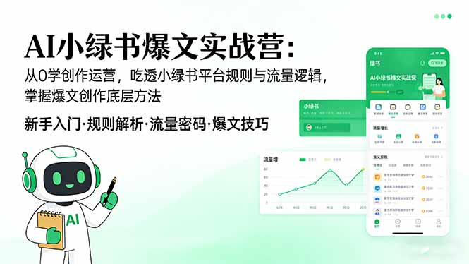 AI 小绿书爆文实战营:从0学创作运营,吃透小绿书平台规则与流量逻辑,掌握爆文创作底层方法-独家科技资源网