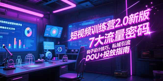短视频训练营2.0新版，7大流量密码/钩子设计技巧/私域引流/DOU+投放指南-独家科技资源网