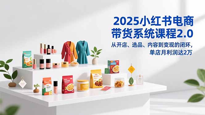 2025小红书电商带货系统课程2.0，从开店、选品、内容到变现的闭环，单店月利润达2万-独家科技资源网