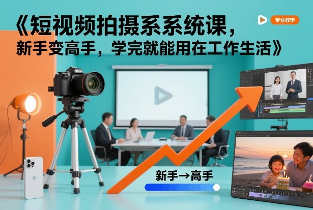 短视频拍摄系统课，新手变高手，学完就能用在工作生活-独家科技资源网