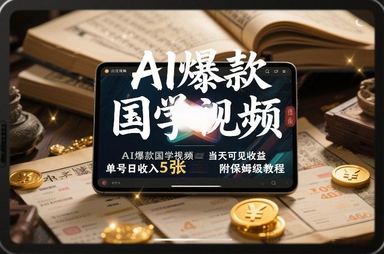 AI爆款国学视频，独家起号方法，小白直接上手，当天可见收益，单号日收入5张+附保姆级教程-独家科技资源网