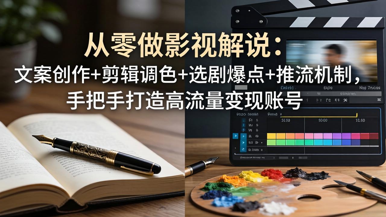 从零做影视解说:文案创作+剪辑调色+选剧爆点+推流机制,手把手打造高流量变现账号-独家科技资源网