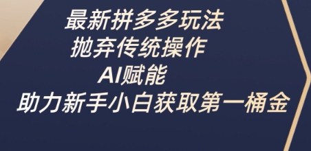 最新拼多多玩法，抛弃传统操作，AI赋能，助力新手小白获取第一桶金-独家科技资源网