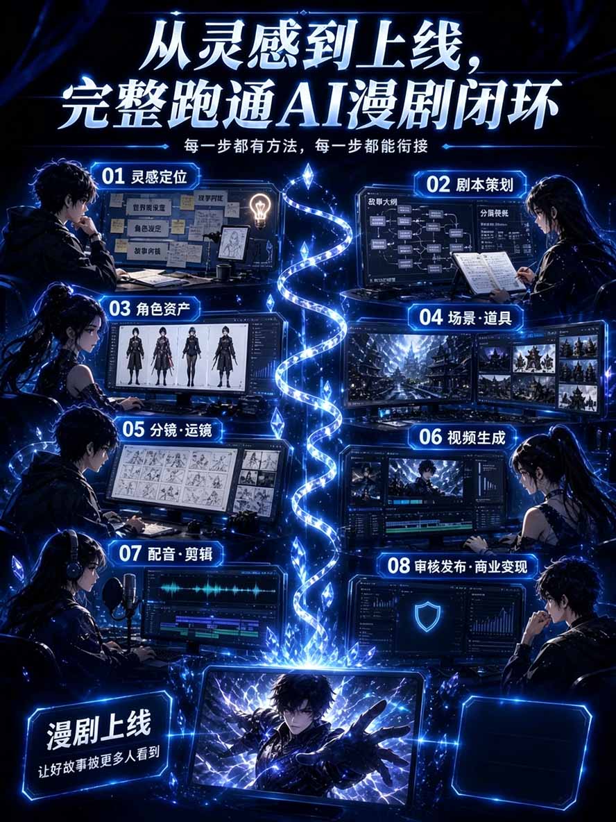图片[2]-【无水印】2026AI漫剧创作与商业变现掘金营：打通选题→AI编剧→角色场景→自动分镜→视频生成→剪辑发布→运营变现-独家科技资源网