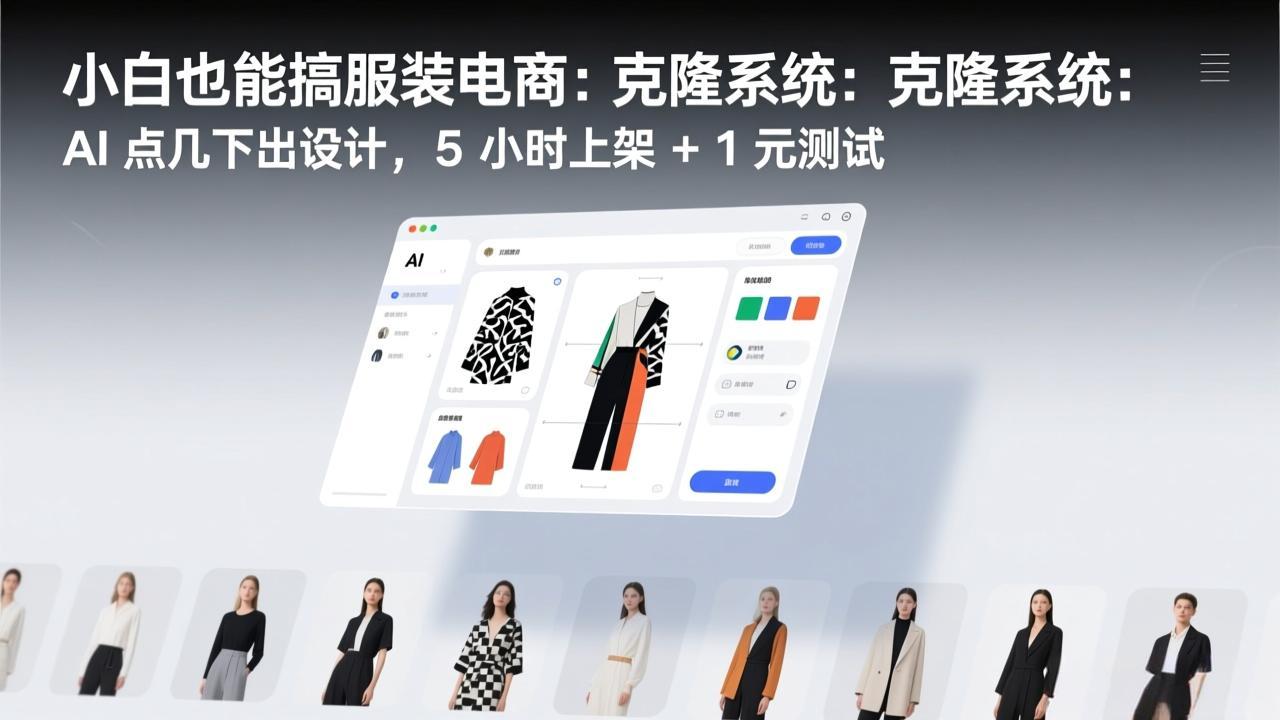 小白也能搞服装电商：克隆系统：AI 点几下出设计，5 小时上架 + 1 元测试-独家科技资源网