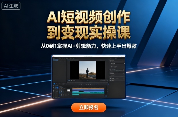 AI短视频创作到变现实操课，从0到1掌握AI+剪辑能力，快速上手出爆款(更新10月)-独家科技资源网
