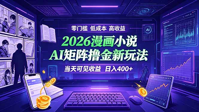 爆款小说漫画大阅读 ai矩阵操作 当天可见收益 日入400+ 零门槛 高收益-独家科技资源网