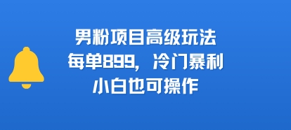 男粉项目高级玩法，每单899，冷门暴利，小白也可操作-独家科技资源网