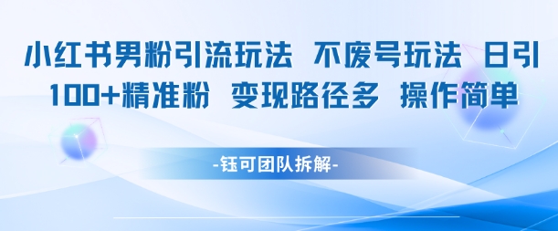 小红书男粉引流玩法不废号玩法日引100男粉变现路径多操作简单-独家科技资源网