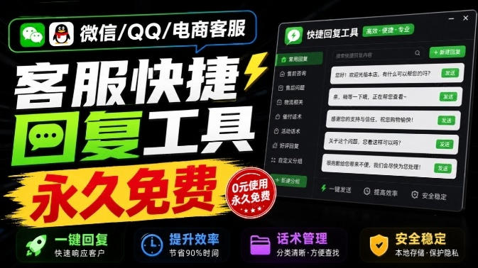 微信/QQ/电商客服快捷回复工具,支持多平台话术库与一键发送,永久免费,使用简单!易歪歪